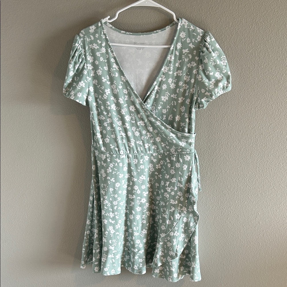 No Boundaries Floral Mini Dress in Soft Green